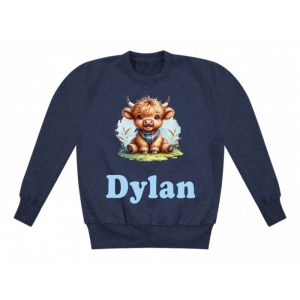 Highland Cow Neckerchief Any Name Childrens Sweatshirt / Jumper