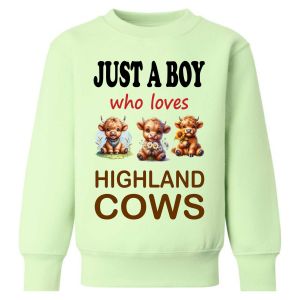 Just a Boy / Girl who loves HIGHLAND COWS Childrens Sweatshirt / Jumper