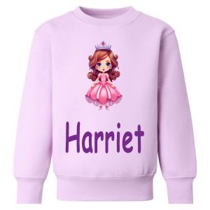 Pink Princess Crown Any Name Childrens Sweatshirt / Jumper