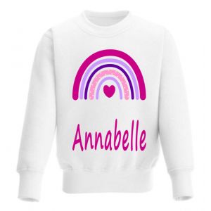 Pink Rainbow Any Name Childrens Sweatshirt / Jumper