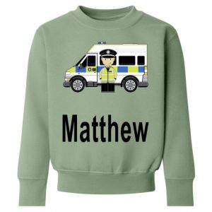 Policeman and Van Any Name Childrens Sweatshirt / Jumper