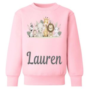 Safari Animals V2 (x6) Any Name Childrens Sweatshirt / Jumper