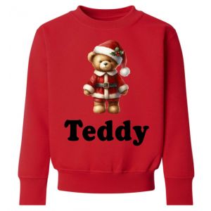 Christmas Santa Bear Any Name Childrens Sweatshirt / Jumper