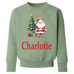 Christmas Tree and Santa Any Name Childrens Sweatshirt / Jumper