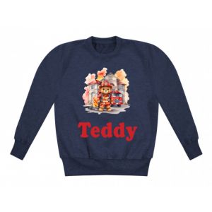 Fireman Teddy Watercolour Any Name Childrens Sweatshirt / Jumper