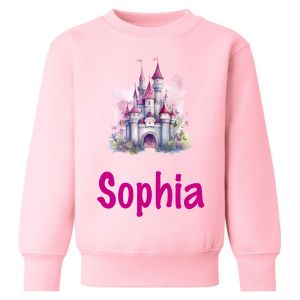 Watercolour Princess Castle Any Name Childrens Sweatshirt / Jumper