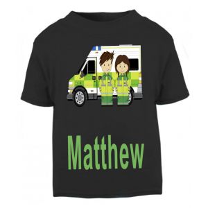 Ambulance and Paramedics Any Name Childrens Printed T-Shirt