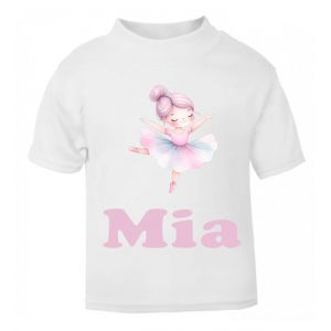 Ballerina / Ballet Dancer Watercolour Any Name Childrens Printed T-Shirt