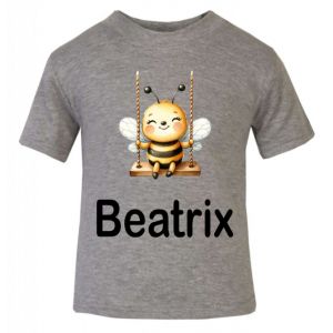 Bee on Swing Any Name Childrens Printed T-Shirt