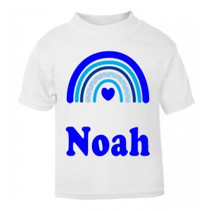 Blue Boy Rainbow Any Name Childrens Printed T-Shirt