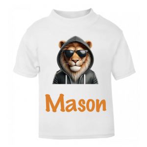 Cool Lion Any Name Childrens Printed T-Shirt