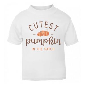 Halloween Cutest Pumpkin in the Patch (text) Childrens Printed T-Shirt