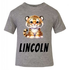 Cute Tiger Any Name Childrens Printed T-Shirt