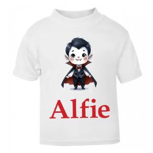 Halloween Dracula Boy Any Name Childrens Printed T-Shirt