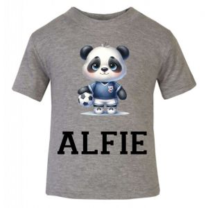 Panda Footballer Any Name Childrens Printed T-Shirt