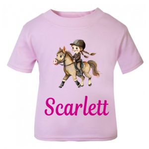 Girl Horse Rider Any Name Childrens Printed T-Shirt