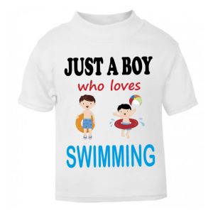 Just a Boy who loves SWIMMING Childrens Printed T-Shirt