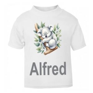 Koala Sleeping in Tree Watercolour Any Name Childrens Printed T-Shirt