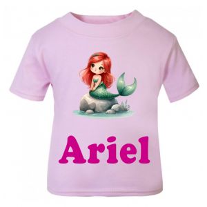 Mermaid Watercolour Any Name Childrens Printed T-Shirt