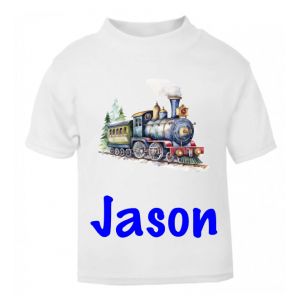 Steam Train Any Name Childrens Printed T-Shirt