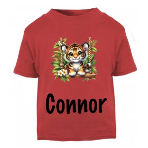 Tiger on Swing Any Name Childrens Printed T-Shirt