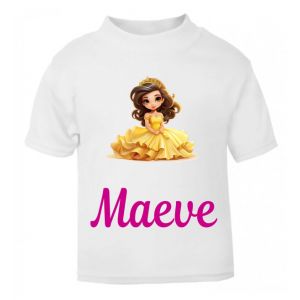 Yellow Princess Any Name Childrens Printed T-Shirt