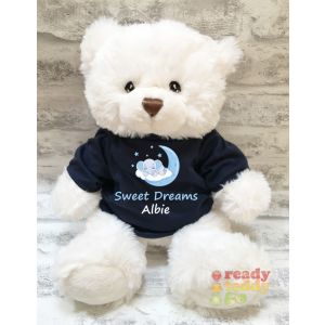 Boy Elephant Sleeping on Cloud + Any Name / Text Large Harry White Teddy Bear