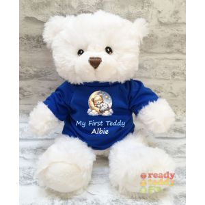 Bear Sleeping on Moon + Any Name / Text Large Harry White Teddy Bear