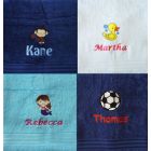 Name + Embroidered Design Bath Towel